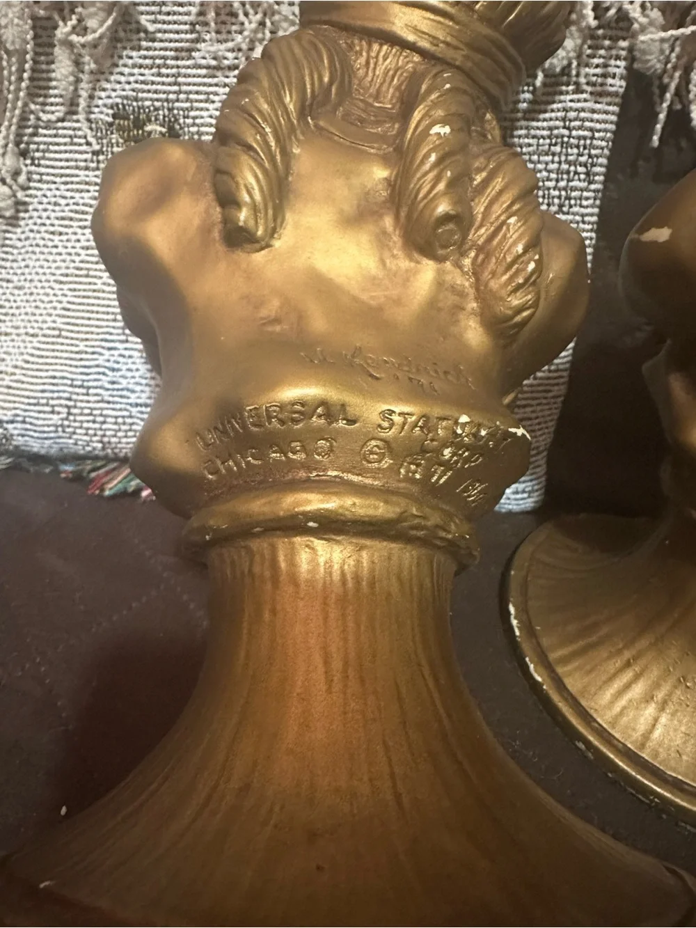 Vintage busts are a 1971 set by Universal Statuary Corp. titled Music to My Ears